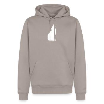 Howling Wolf - Men’s Premium Organic Hoodie - taupe - Front - Nico (187cm)