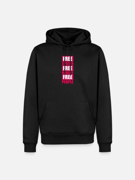 Mercati della libertà di parola, Popolari, Libertà Libertaria, Logo - Felpa con cappuccio ecologica premium da uomo - nero