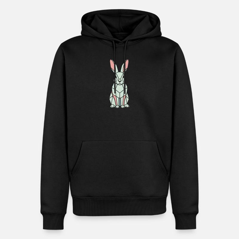 Geometrischer Hase Low Poly Modern - Männer Premium Bio Hoodie - Schwarz