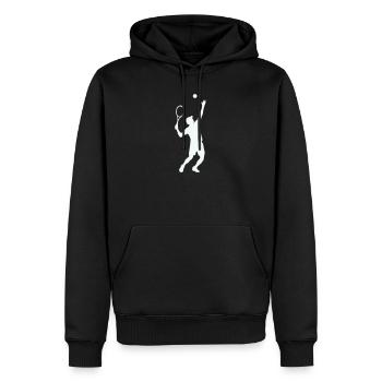 Silhouette de tennis en saut - Sweat à capuche Premium bio Homme - noir - Devant - Nico (187cm)