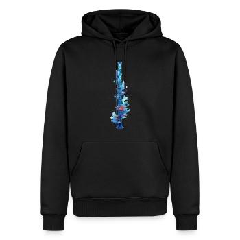 Flûte de poisson - Sweat à capuche Premium bio Homme - noir - Devant - Nico (187cm)