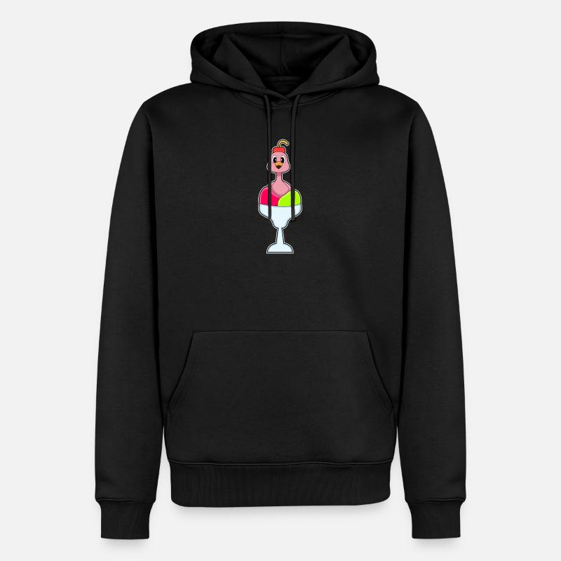 Flamingo Eisbecher - Männer Premium Bio Hoodie - Schwarz