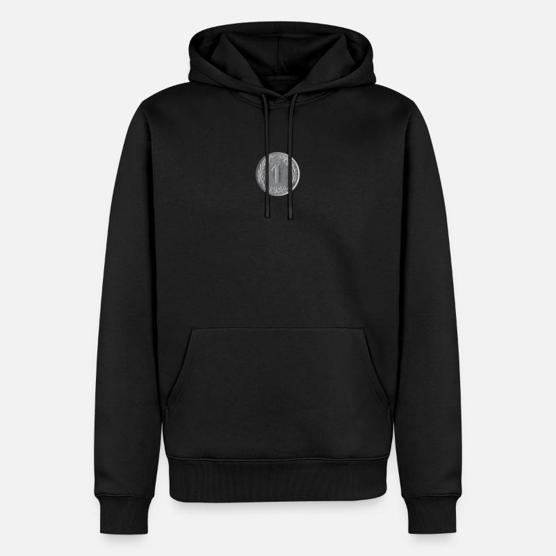 Pièce d'argent 1 centime - Sweat à capuche Premium bio Homme - noir