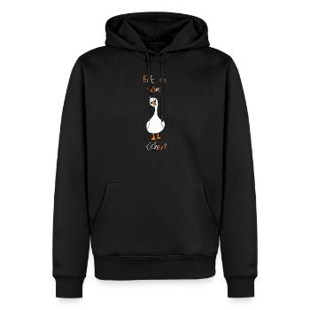 Bist du Gans sicher? lustiger niedlicher Vogel - Männer Premium Bio Hoodie - Schwarz - Vorne - Nico (187cm)