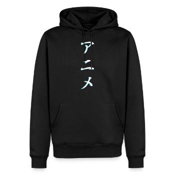 Anime Glitch Vaporwave Effekt Kanji Japan Schrift - Männer Premium Bio Hoodie - Schwarz - Vorne - Nico (187cm)