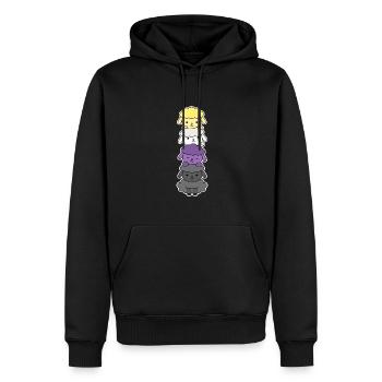 Nichtbinäres Flaggenschaf-Design für stolze Enbys - Männer Premium Bio Hoodie - Schwarz - Vorne - Nico (187cm)