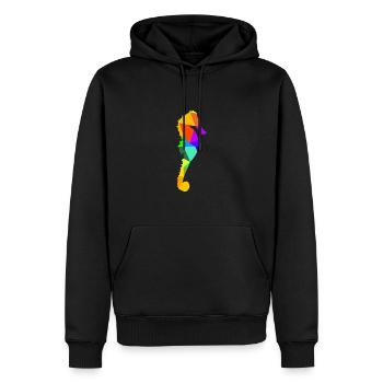 Seepferdchen Meerestier Regenbogen Tiere Polygon - Männer Premium Bio Hoodie - Schwarz - Vorne - Nico (187cm)