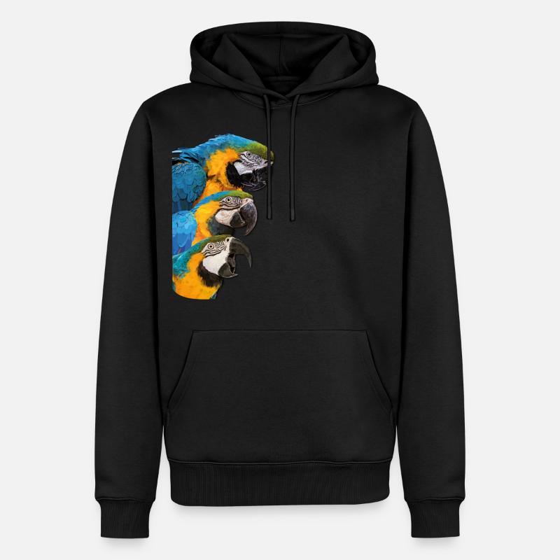 Ara bleu et jaune - Sweat à capuche Premium bio Homme - noir
