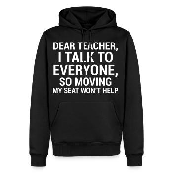 Lustiges geistreiches gelbes Lehrer-Studenten-T-Shirt - Männer Premium Bio Hoodie - Schwarz - Vorne - Nico (187cm)