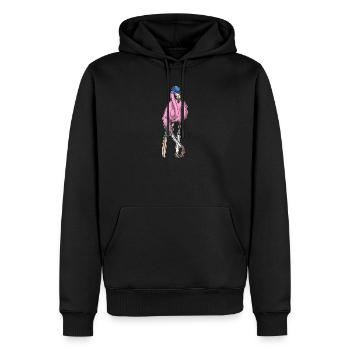 Flamingo Cricket Batte de cricket - Sweat à capuche Premium bio Homme - noir - Devant - Nico (187cm)