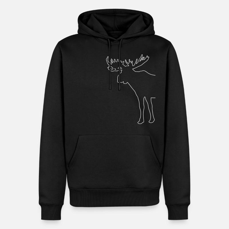 Elch - Moose - Männer Premium Bio Hoodie - Schwarz