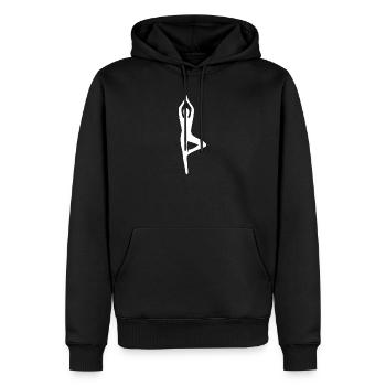 Yoga Silhouetten weiß  - Männer Premium Bio Hoodie - Schwarz - Vorne - Nico (187cm)