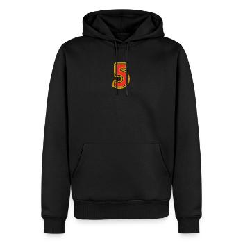 5. 5 YEARS. 5th ANNIVERSARY. 5 YEAR ANNIVERSARY - Men’s Premium Organic Hoodie - black - Front - Nico (187cm)
