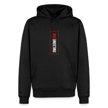 Du bist owlsome - Wonderful Owl Wortspiel - Männer Premium Bio Hoodie - Schwarz - Vorne - Nico (187cm)