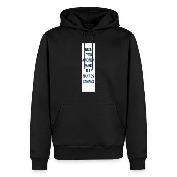 French cities - Men’s Premium Organic Hoodie - black - Front - Nico (187cm)