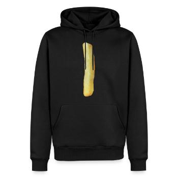 Pommes eins - Männer Premium Bio Hoodie - Schwarz - Vorne - Nico (187cm)