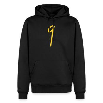 9 - Männer Premium Bio Hoodie - Schwarz - Vorne - Nico (187cm)