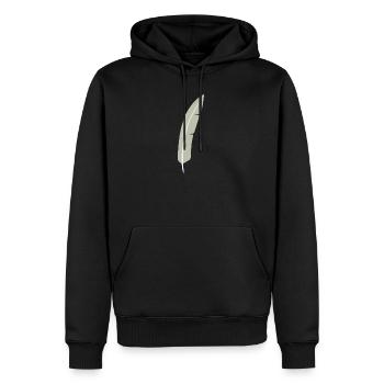 Feather Arc Minimalist Print - Sweat à capuche Premium bio Homme - noir - Devant - Nico (187cm)