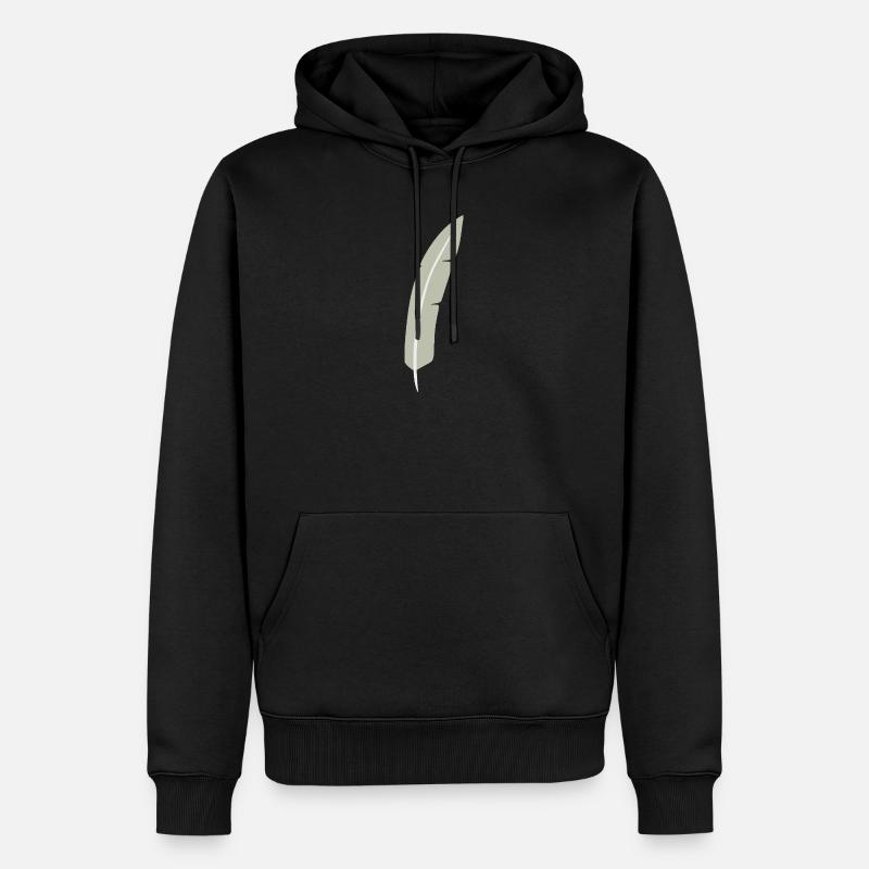 Feather Arc Minimalist Print - Sweat à capuche Premium bio Homme - noir