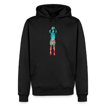 Joueur de basket-ball - Pop Art - Sweat à capuche Premium bio Homme - noir - Devant - Nico (187cm)