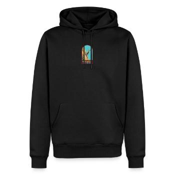 Illustration bouquetin dans le Mercantour - Sweat à capuche Premium bio Homme - noir - Devant - Nico (187cm)