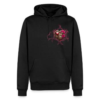 Ripped Chest Mechanical Heart Steampunk - Men’s Premium Organic Hoodie - black - Front - Nico (187cm)