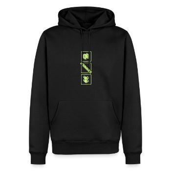 Hennes als Geburt - Männer Premium Bio Hoodie - Schwarz - Vorne - Nico (187cm)