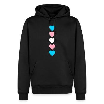 Trans Heart Transsexuel Trans* Cœur Transgenre - Sweat à capuche Premium bio Homme - noir - Devant - Nico (187cm)