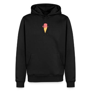 Crème glacée Crème glacée Crème glacée à la fraise Festival d’été - Sweat à capuche Premium bio Homme - noir - Devant - Nico (187cm)