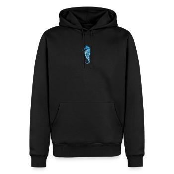 Seepferdchen mit Korallen,Muscheln und Seeanemonen - Männer Premium Bio Hoodie - Schwarz - Vorne - Nico (187cm)