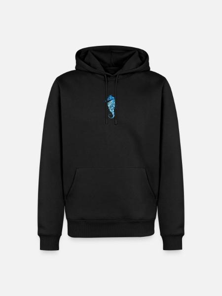 Hippocampe avec coraux, coquillages et anémones de mer - Sweat à capuche Premium bio Homme - noir