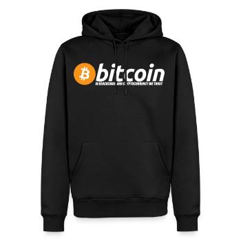 Bitcoin Logo mit Slogan Weiß - Männer Premium Bio Hoodie - Schwarz - Vorne - Nico (187cm)