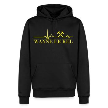 EKG Linie - Wanne Eickel mit Schlägel & Eisen - Männer Premium Bio Hoodie - Schwarz - Vorne - Nico (187cm)