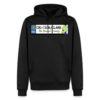 CO. CLARE, IRELAND: licence plate tag style decal - Men’s Premium Organic Hoodie - black - Front - Nico (187cm)