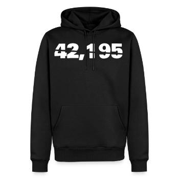 Marathon - 42,195 - Sweat à capuche Premium bio Homme - noir - Devant - Nico (187cm)