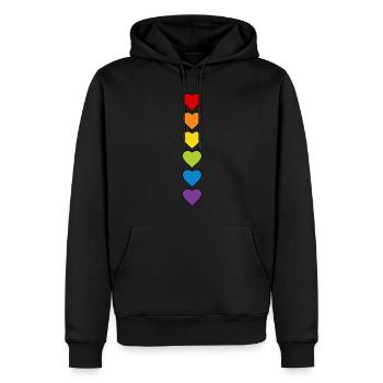 LGBT CSD LGBTQ+ HERZ REGENBOGEN HERZEN PRIDE MONTH - Männer Premium Bio Hoodie - Schwarz - Vorne - Nico (187cm)