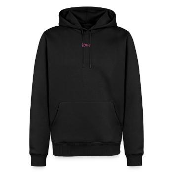 Love - Männer Premium Bio Hoodie - Schwarz - Vorne - Nico (187cm)