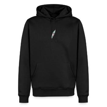 Kunstvolle Vogel Feder im Ethno Stil - Männer Premium Bio Hoodie - Schwarz - Vorne - Nico (187cm)