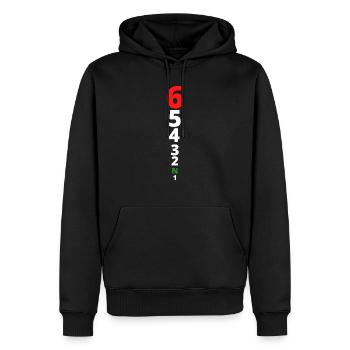65432n1 moto vitesse - Sweat à capuche Premium bio Homme - noir - Devant - Nico (187cm)