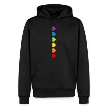 LGBT CSD LGBTQ+ HERZ REGENBOGEN HERZEN PRIDE MONTH - Männer Premium Bio Hoodie - Schwarz - Vorne - Nico (187cm)