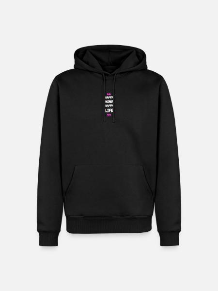 Happy Mind, Happy Life - Men’s Premium Organic Hoodie - black