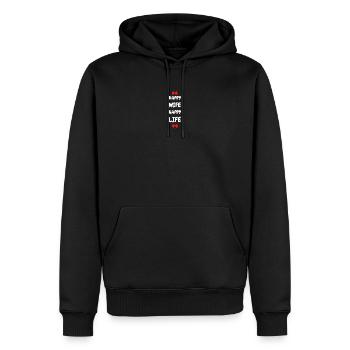 Femme Heureuse Vie Heureuse - Sweat à capuche Premium bio Homme - noir - Devant - Nico (187cm)