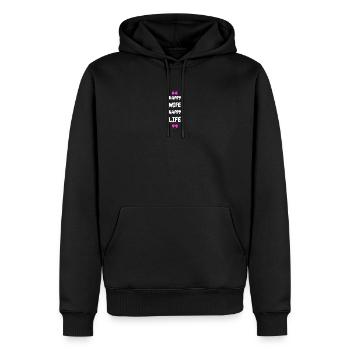 Femme Heureuse Vie Heureuse - Sweat à capuche Premium bio Homme - noir - Devant - Nico (187cm)