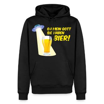 Alien Bier außerirdische Biertrinker im UFO - Männer Premium Bio Hoodie - Schwarz - Vorne - Nico (187cm)