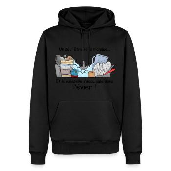 Eine fehlen .... - Männer Premium Bio Hoodie - Schwarz - Vorne - Nico (187cm)