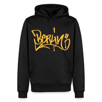 T-shirt Berlin Graffiti Fan - Sweat à capuche Premium bio Homme - noir - Devant - Nico (187cm)