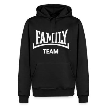 Family Team (Familie / Konkav / White) - Männer Premium Bio Hoodie - Schwarz - Vorne - Nico (187cm)