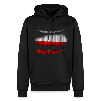 Poland flag torn 017 - Men’s Premium Organic Hoodie - black - Front - Nico (187cm)