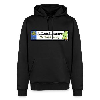 KILKENNY, IRELAND: licence plate tag style decal - Men’s Premium Organic Hoodie - black - Front - Nico (187cm)