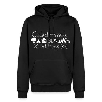 collecter des moments - Sweat à capuche Premium bio Homme - noir - Devant - Nico (187cm)